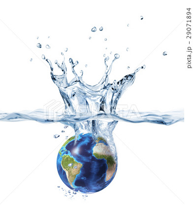 Planet Earth Splashing Into Clear Water のイラスト素材