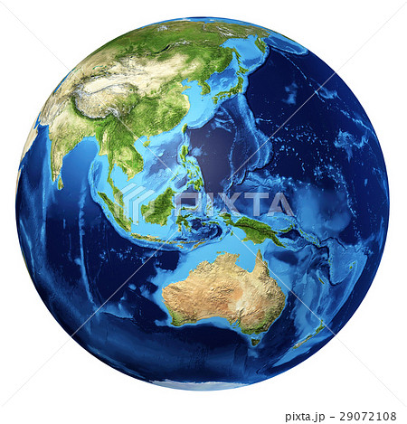 Earth globe, realistic 3 D rendering. Oceania view. 29072108
