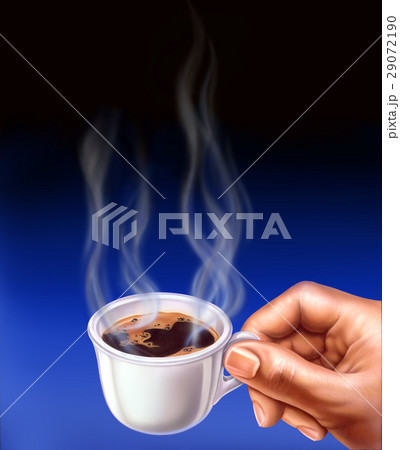 Espresso cup, held by a man hand. Close up airbrush illustration. Espresso cup, held by a man hand. Close up airbrush illustration. 29072190