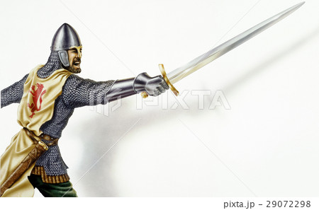 Middle age Ancient warrior with a sword, in action. On white background with dropped shadow. Middle age Ancient warrior with a sword, in action. On white background with dropped shadow. 29072298