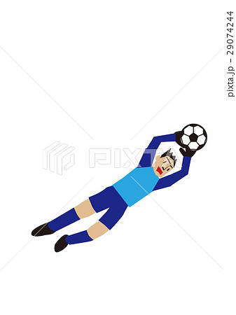 ダイビングキャッチするサッカー選手 ゴールキーパー フットボールのイラスト素材