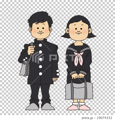 入学式イメージ 男子と女子 中学生 のイラスト素材