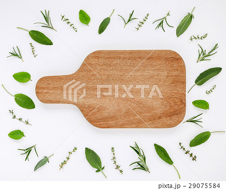 Various fresh herbs from the garden . Various fresh herbs from the garden . 29075584