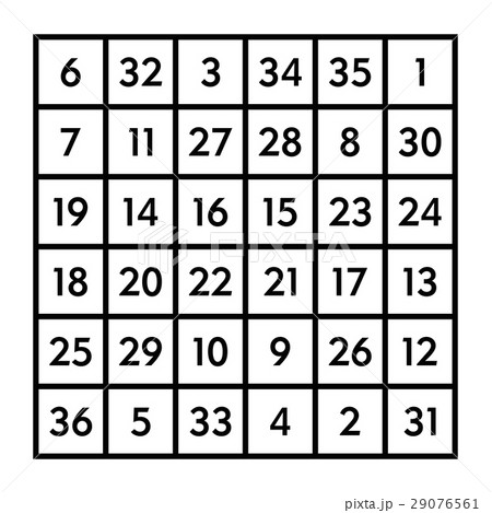 6x6 Magic Square With Sum 111 Of The Sun 插圖素材 圖庫