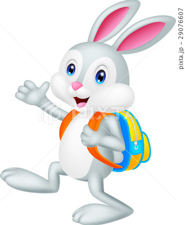 Rabbit cartoon with backpack 29076607