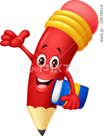 Pencil cartoon waving hand Pencil cartoon waving hand 29076616