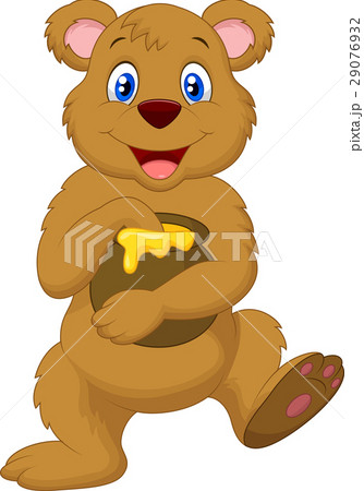 Cute cartoon bear holding honey pot Cute cartoon bear holding honey pot 29076932