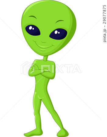 Cute green alien cartoon 29077875