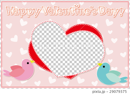 明信片相框鳥和心粉紅色情人節 29079375