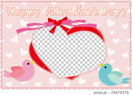 明信片相框鳥和心粉紅色情人節 明信片相框鳥和心粉紅色情人節 29079376