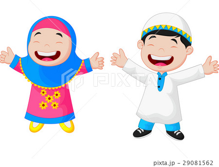 Happy Muslim kid cartoon 29081562