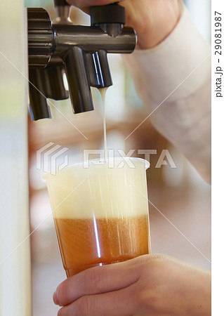 ビアガーデンでビールサーバーで注がれた生ビール 29081987