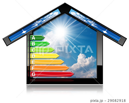 Energy Efficiency - House with Solar Panels Energy Efficiency - House with Solar Panels 29082918