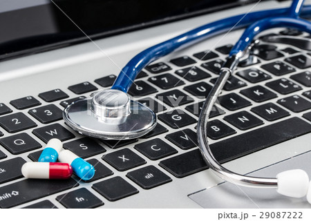 Medical Research, stethoscope and Capsule laptop 29087222