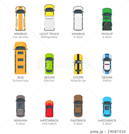 Automobiles Vector Collection with Names on White 29087430