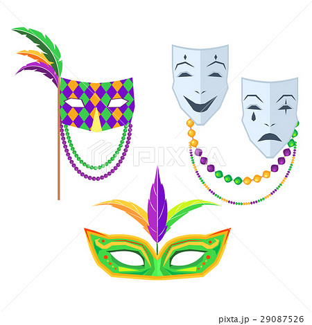 Mardi Gras. Carnival Masks Isolated Illustrations Mardi Gras. Carnival Masks Isolated Illustrations 29087526