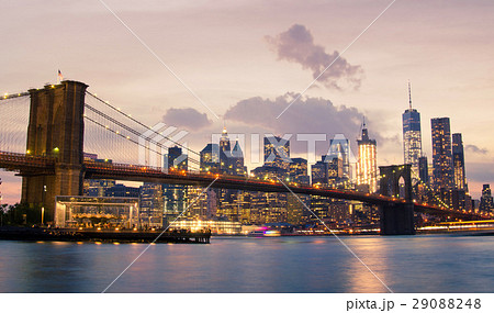 Brooklyn Bridge and Lower Manhattan in New York City 29088248