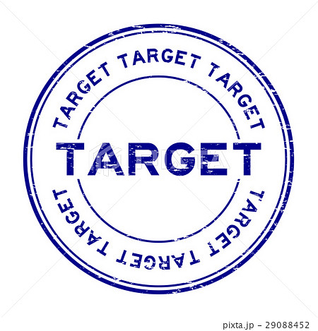Grunge blue target round rubber seal stamp 29088452