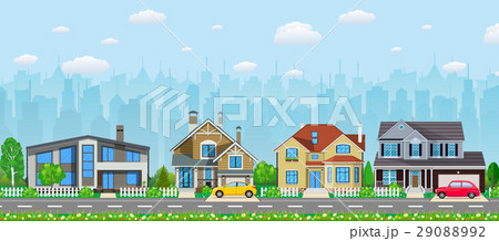 Private suburban houses with car, Private suburban houses with car, 29088992