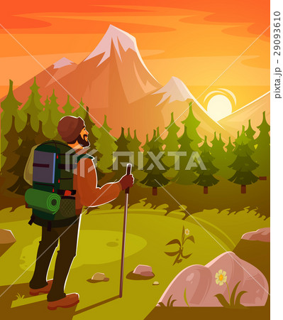 Mountain landscape with tourist on foreground 29093610