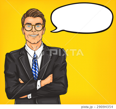 Confident pop art man in a suit and glasses 29094354