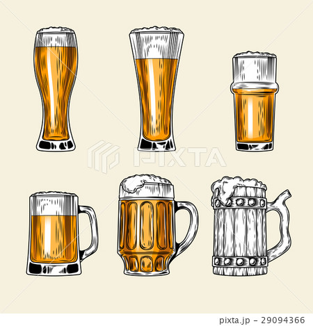 Set of icons full glass beer Set of icons full glass beer 29094366