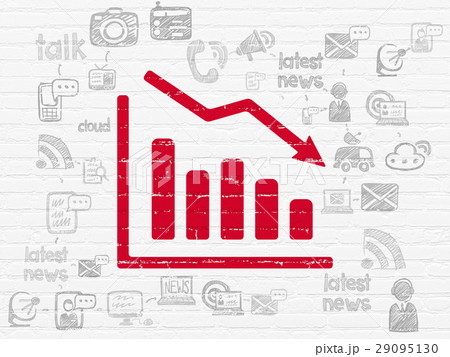 News concept: Decline Graph on wall background 29095130