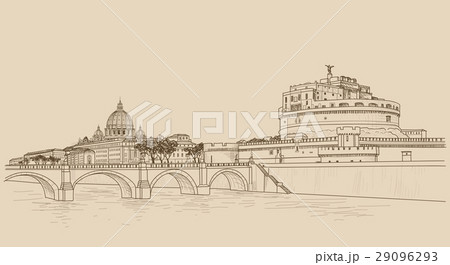Famous Castle Saint Angel cityscape, Rome city.  29096293