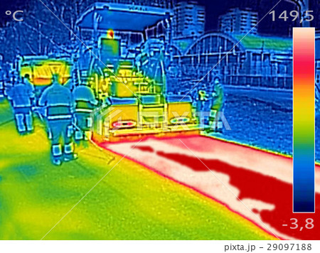 thermovision image Workers on Asphalting Road 29097188