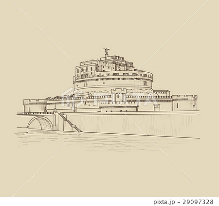 Rome cityscape Castle Saint Angel. Travel landmark Rome cityscape Castle Saint Angel. Travel landmark 29097328