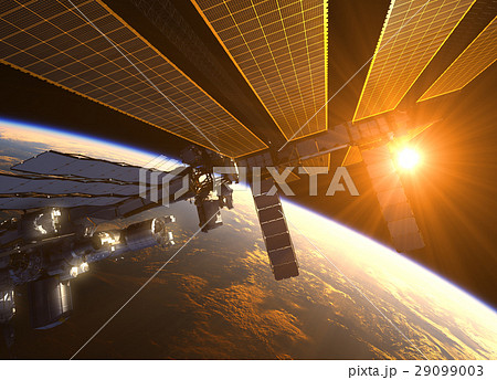 International Space Station In The Rays Of Red Sun International Space Station In The Rays Of Red Sun 29099003