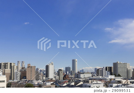 東京都市風景　中野区の住宅街より　東京都庁　東京オペラシティ方面を望む　青空コピースペース 29099531