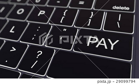 Black computer keyboard and glowing pay key Black computer keyboard and glowing pay key 29099794