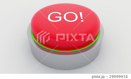 Big red button with go inscription being pushed Big red button with go inscription being pushed 29099918