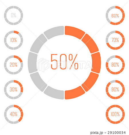 Set of ring pie charts with percentage value 29100034