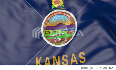 Waving flag of Kansas state. 3D rendering Waving flag of Kansas state. 3D rendering 29100162