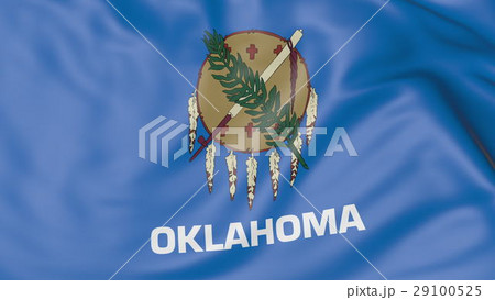 Waving flag of Oklahoma state. 3D rendering Waving flag of Oklahoma state. 3D rendering 29100525