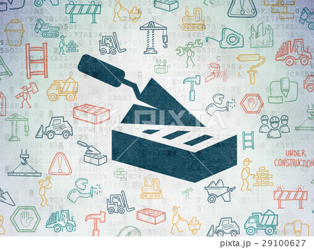 Construction concept: Brick Wall on Digital Data Construction concept: Brick Wall on Digital Data 29100627
