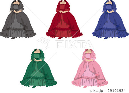 ドレス女性01 色違いセットのイラスト素材 29101924 Pixta