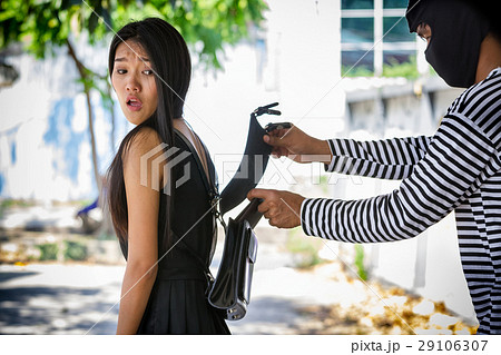 Thief stealing the wallet from the bag  29106307