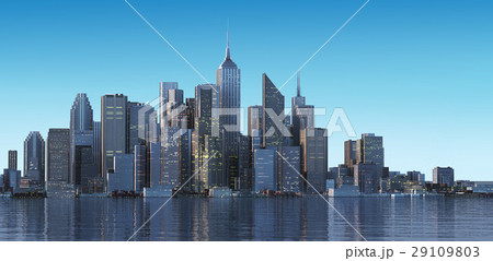 Cityscape generic with modern buildings and skyscrapers on water. Cityscape generic with modern buildings and skyscrapers on water. 29109803