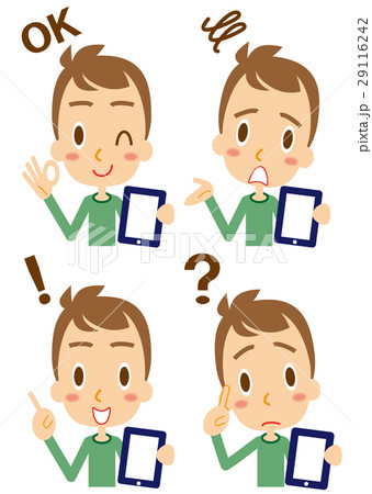 表情　タブレットを使う若い男性 29116242
