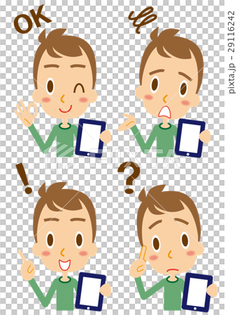 表情　タブレットを使う若い男性 29116242
