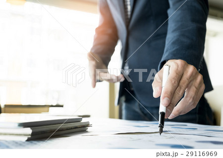 Team work process. young business managers crew working with new Team work process. young business managers crew working with new 29116969