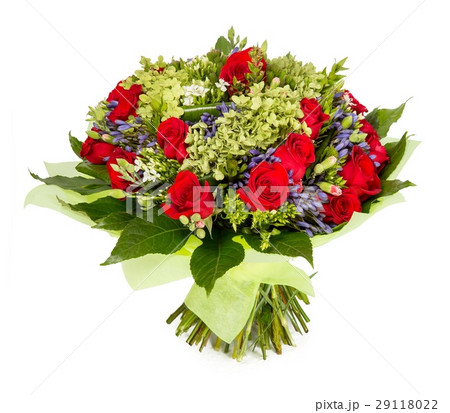 Bouquet of flowers top view on white background 29118022