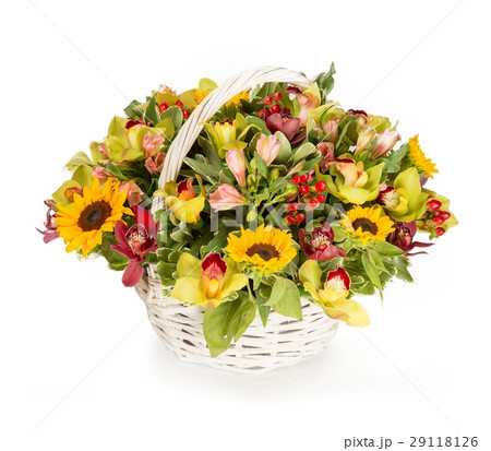 Bouquet of flowers top view on white background Bouquet of flowers top view on white background 29118126