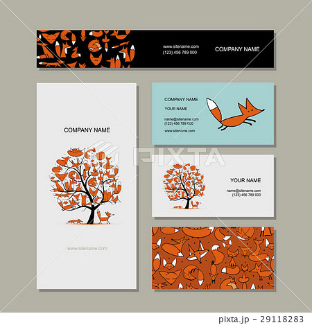 Business Cards Collection Foxy Tree Designのイラスト素材 2911