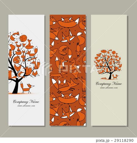 Banners Design Foxy Treeのイラスト素材