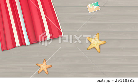 Top view, towel, beach Mat lies on a light wooden Top view, towel, beach Mat lies on a light wooden 29118335