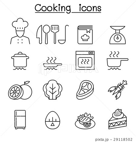 Cooking icon set in thin line style Cooking icon set in thin line style 29118502